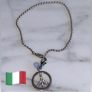 🧡 Milor sterling silver bracelet with removable peace, sign charm